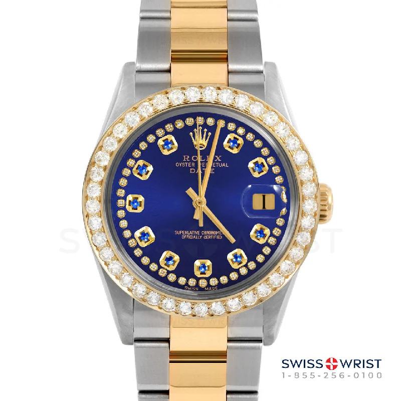 Rolex Date 34mm | 1500-TT-BLU-STRS-2CT-OYS