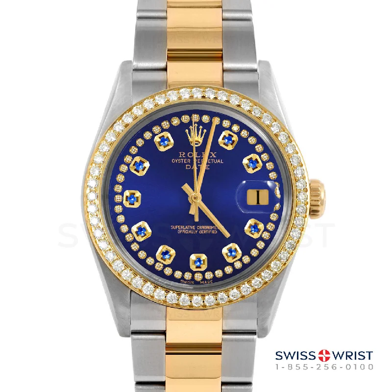 Rolex Date 34mm | 1500-TT-BLU-STRS-BDS-OYS