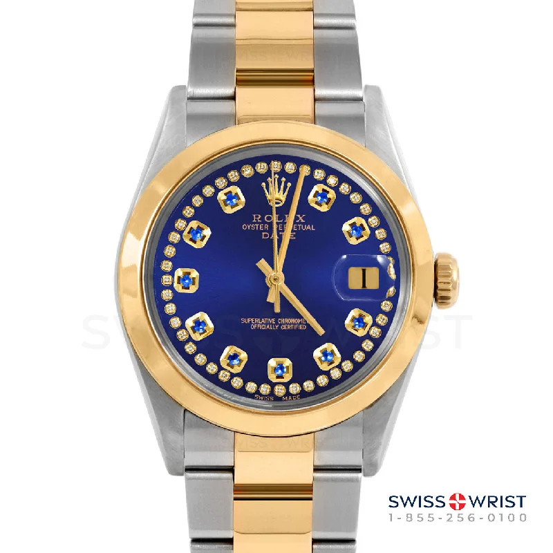 Rolex Date 34mm | 1500-TT-BLU-STRS-SMT-OYS