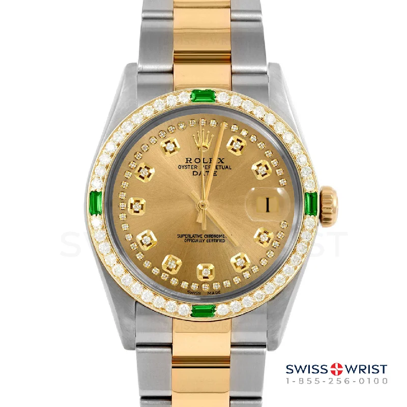 Rolex Date 34mm | 1500-TT-CHM-STRD-4EMD-OYS