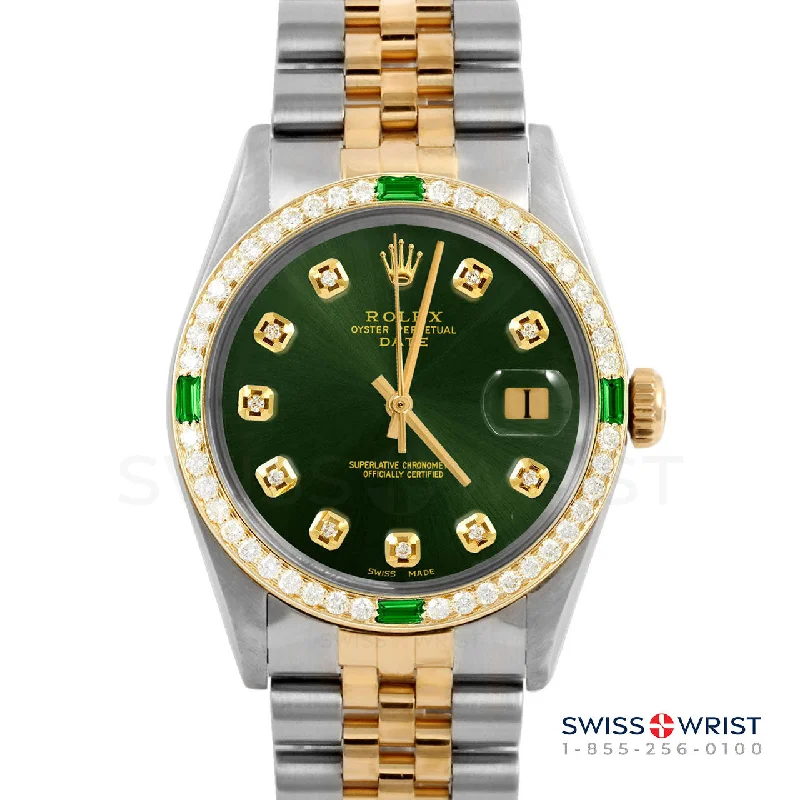 Rolex Date 34mm | 1500-TT-GRN-DIA-AM-4EMD-JBL