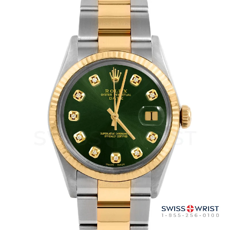 Rolex Date 34mm | 1500-TT-GRN-DIA-AM-FLT-OYS