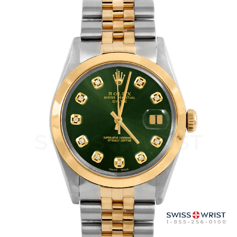 Rolex Date 34mm | 1500-TT-GRN-DIA-AM-SMT-JBL