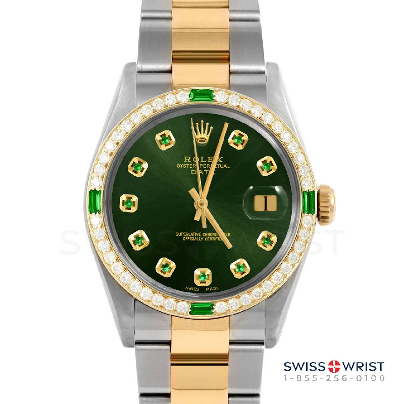 Rolex Date 34mm | 1500-TT-GRN-EMD-AM-4EMD-OYS