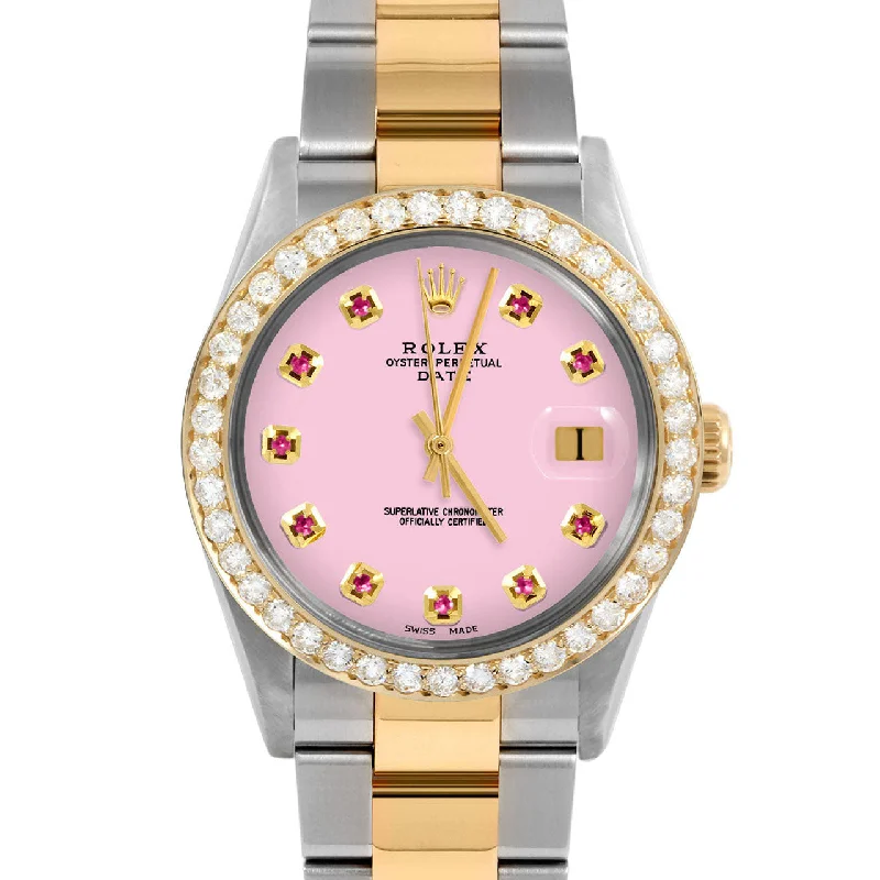 Rolex Date 34mm | 1500-TT-PNK-RBY-AM-2CT-OYS