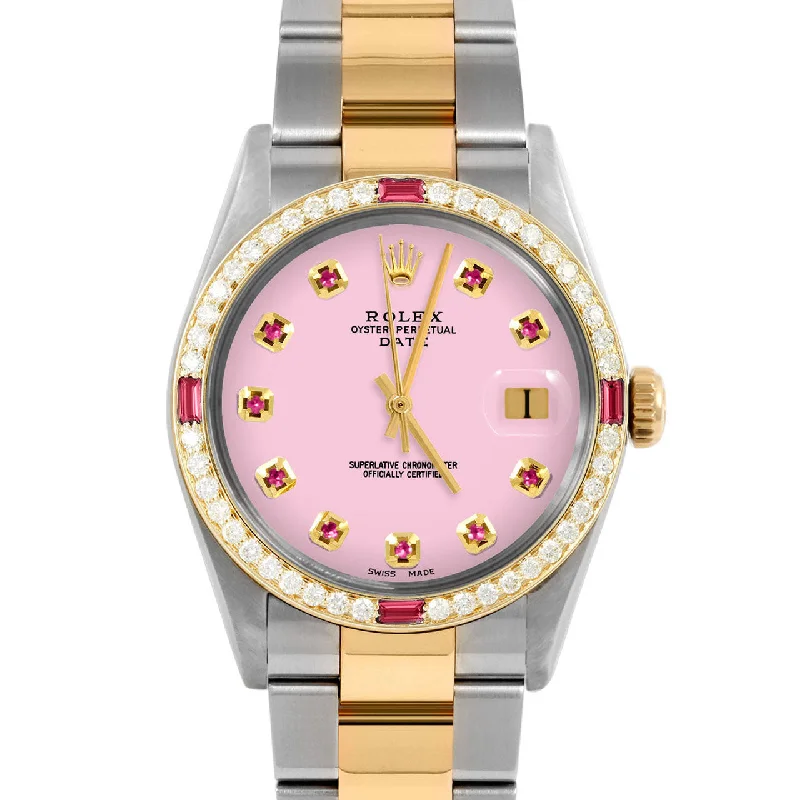 Rolex Date 34mm | 1500-TT-PNK-RBY-AM-4RBY-OYS