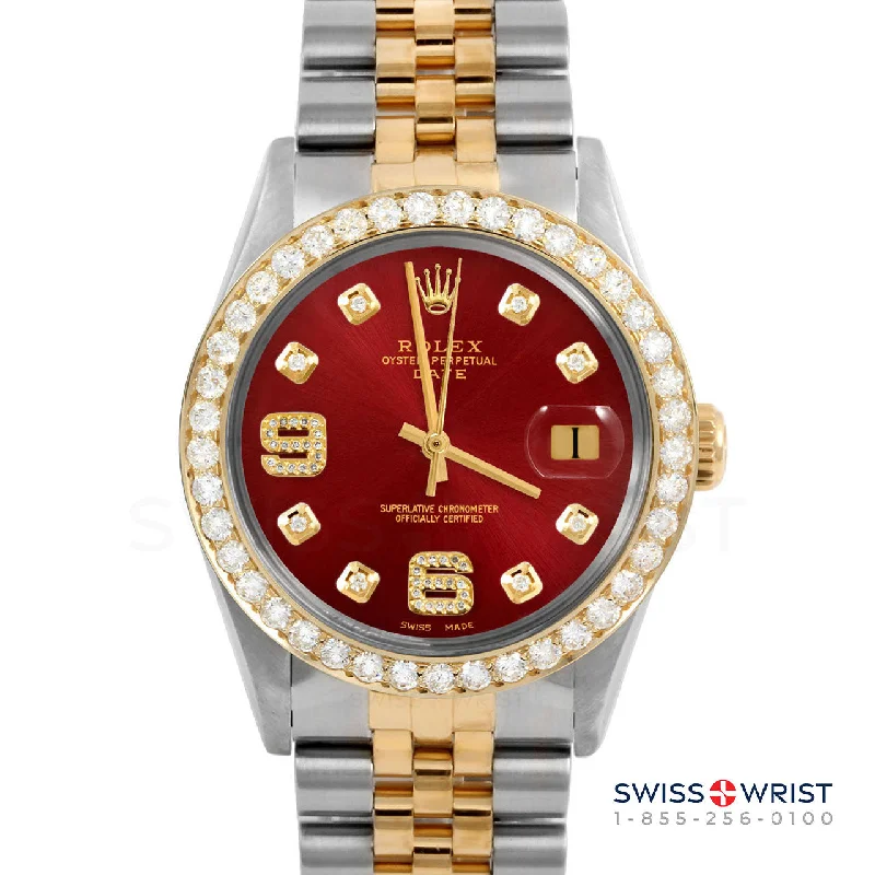 Rolex Date 34mm | 1500-TT-RED-8DA69-2CT-JBL