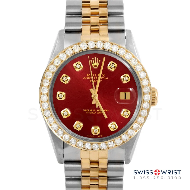 Rolex Date 34mm | 1500-TT-RED-DIA-AM-2CT-JBL