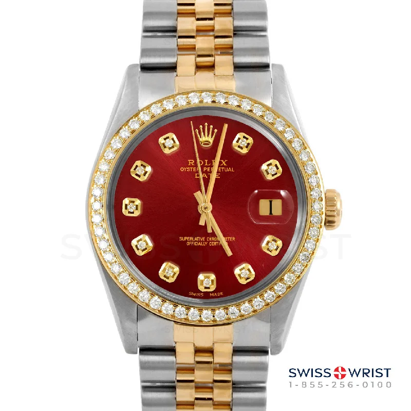 Rolex Date 34mm | 1500-TT-RED-DIA-AM-BDS-JBL