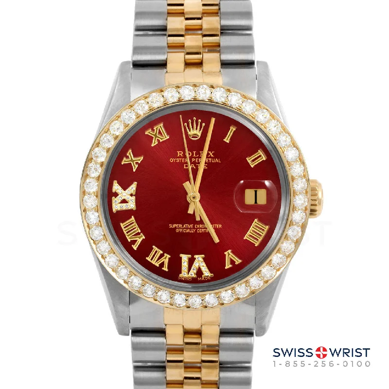 Rolex Date 34mm | 1500-TT-RED-RDR69-2CT-JBL