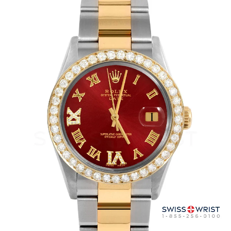 Rolex Date 34mm | 1500-TT-RED-RDR69-2CT-OYS