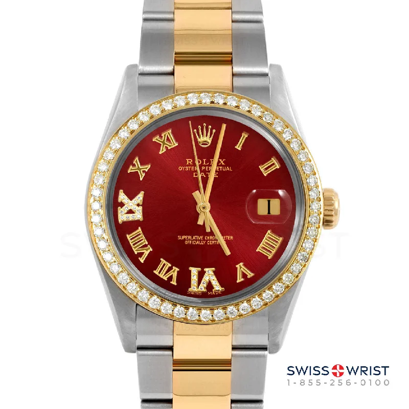 Rolex Date 34mm | 1500-TT-RED-RDR69-BDS-OYS