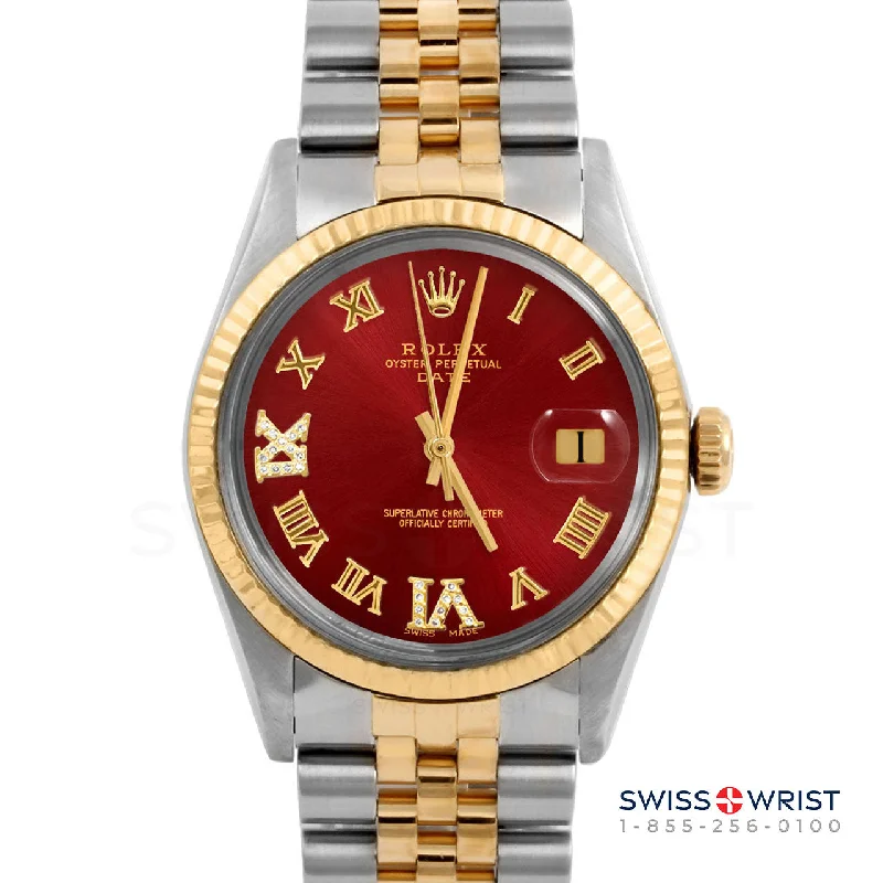 Rolex Date 34mm | 1500-TT-RED-RDR69-FLT-JBL