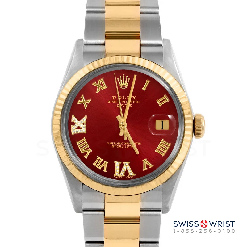 Rolex Date 34mm | 1500-TT-RED-RDR69-FLT-OYS