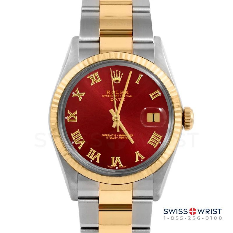 Rolex Date 34mm | 1500-TT-RED-ROM-FLT-OYS