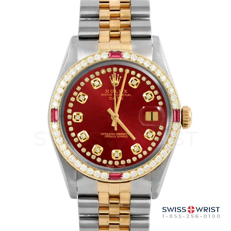 Rolex Date 34mm | 1500-TT-RED-STRD-4RBY-JBL