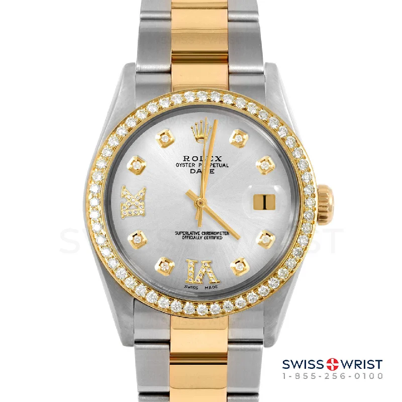 Rolex Date 34mm | 1500-TT-SLV-8DR69-BDS-OYS