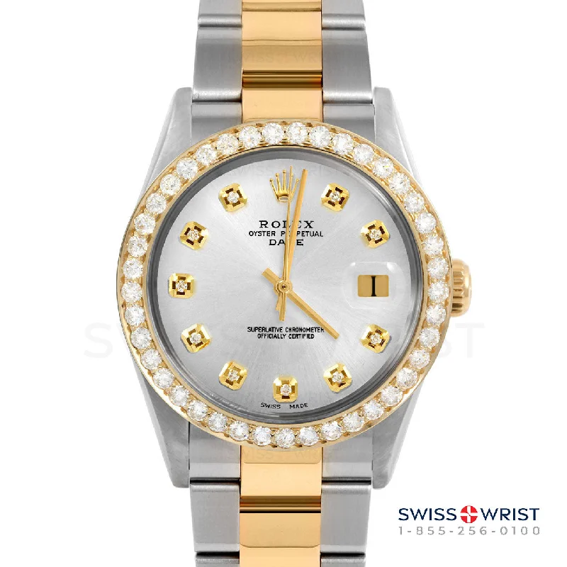 Rolex Date 34mm | 1500-TT-SLV-DIA-AM-2CT-OYS