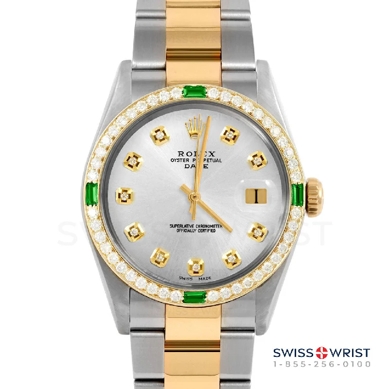 Rolex Date 34mm | 1500-TT-SLV-DIA-AM-4EMD-OYS