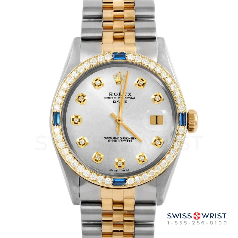 Rolex Date 34mm | 1500-TT-SLV-DIA-AM-4SPH-JBL