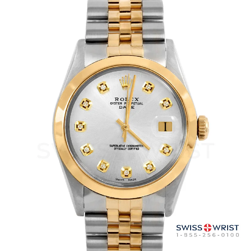 Rolex Date 34mm | 1500-TT-SLV-DIA-AM-SMT-JBL