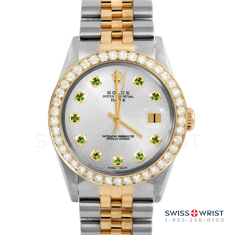 Rolex Date 34mm | 1500-TT-SLV-EMD-AM-2CT-JBL