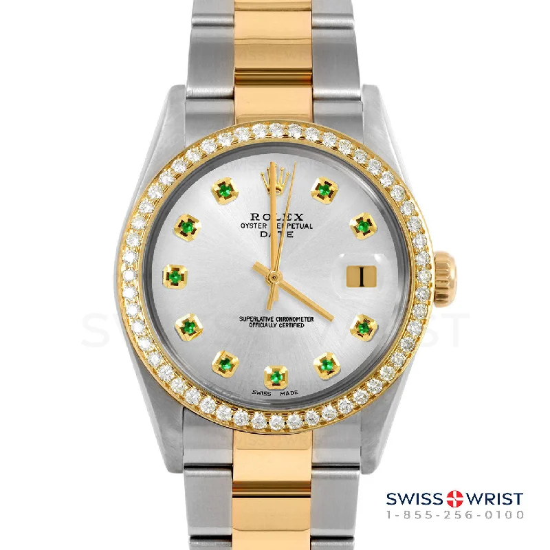 Rolex Date 34mm | 1500-TT-SLV-EMD-AM-BDS-OYS