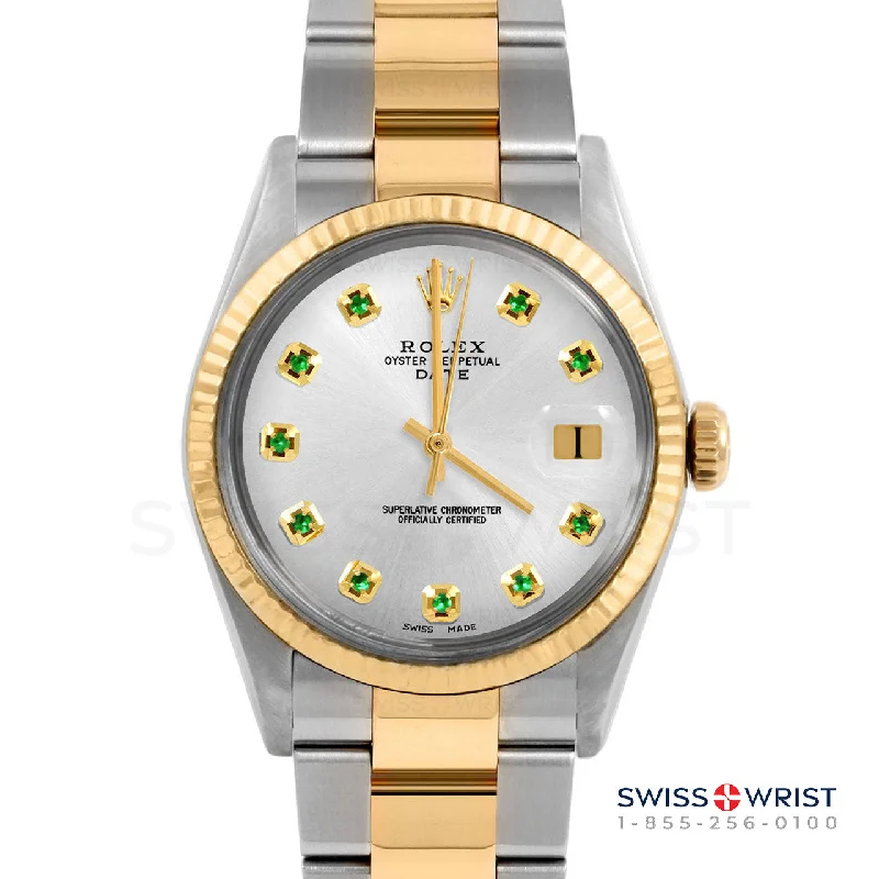 Rolex Date 34mm | 1500-TT-SLV-EMD-AM-SMT-OYS