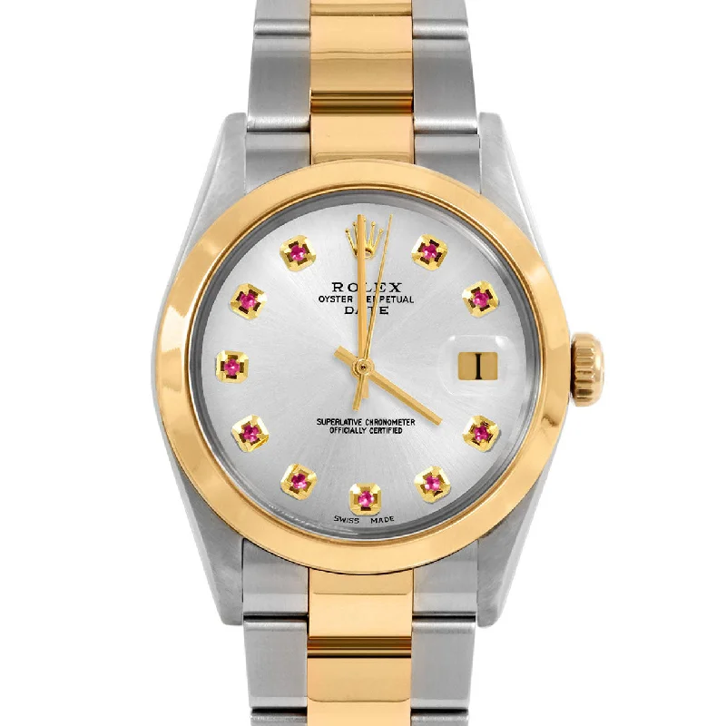 Rolex Date 34mm | 1500-TT-SLV-RBY-AM-SMT-OYS