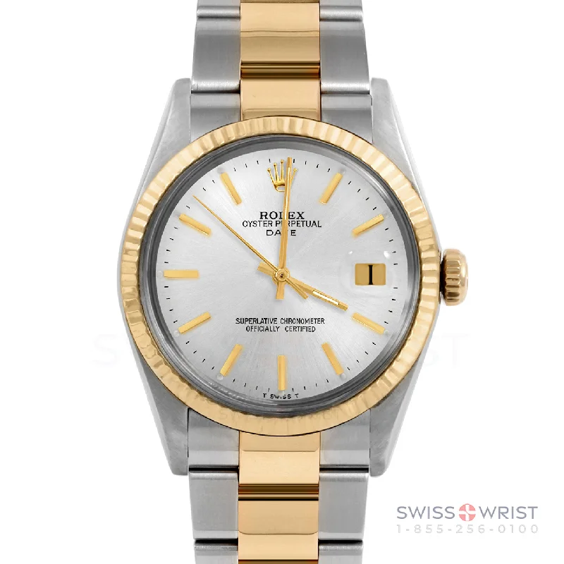 Rolex Date 34mm | 1500-TT-SLV-STK-FLT-OYS