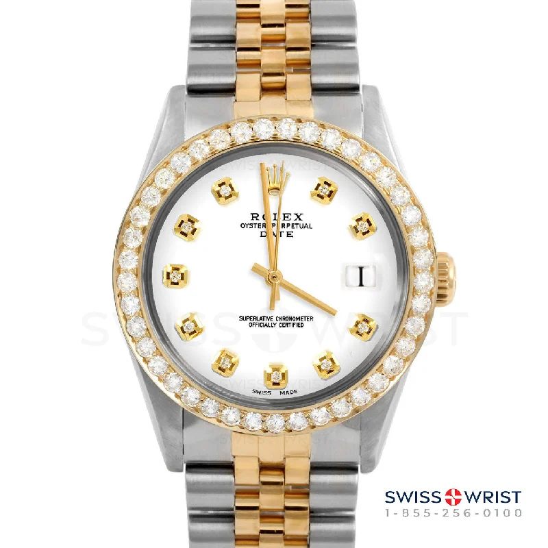 Rolex Date 34mm | 1500-TT-WHT-DIA-AM-2CT-JBL