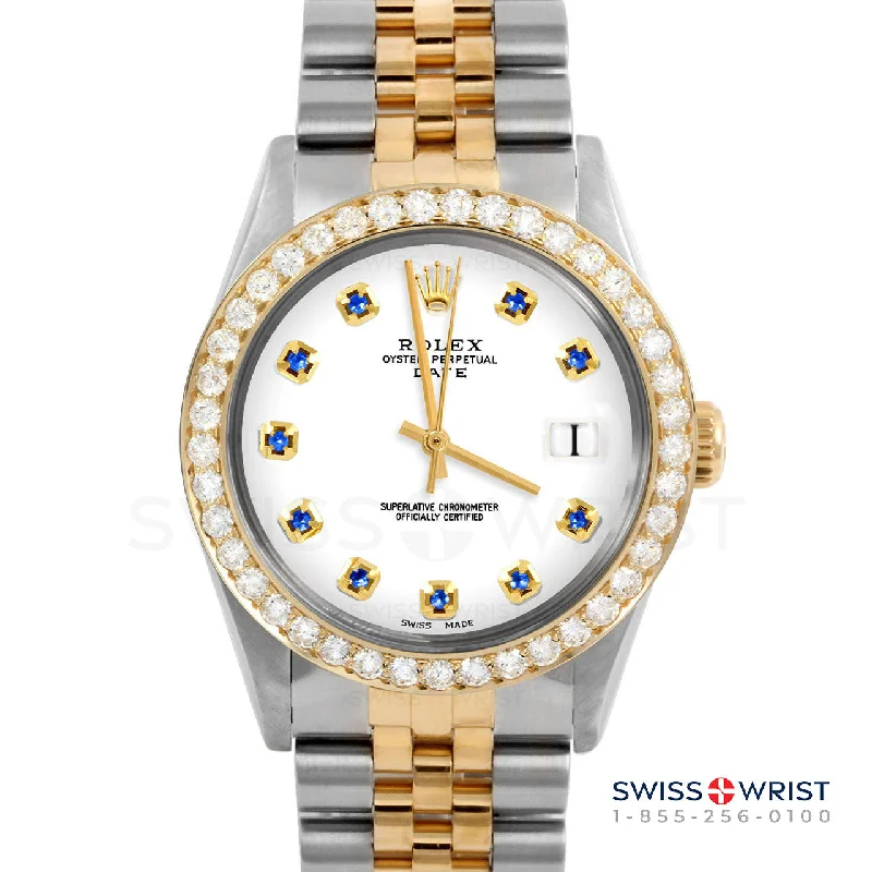 Rolex Date 34mm | 1500-TT-WHT-SPH-AM-2CT-JBL