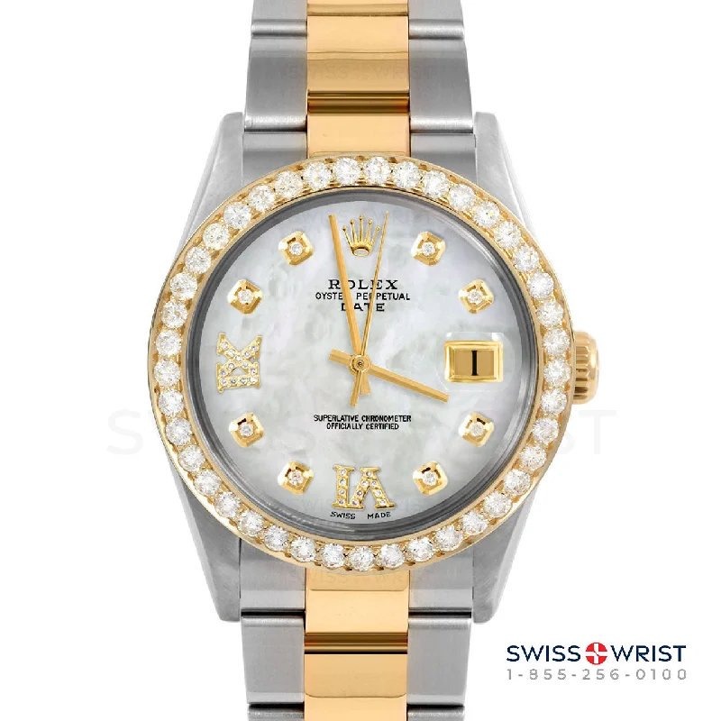 Rolex Date 34mm | 1500-TT-WMOP-8DR69-2CT-OYS