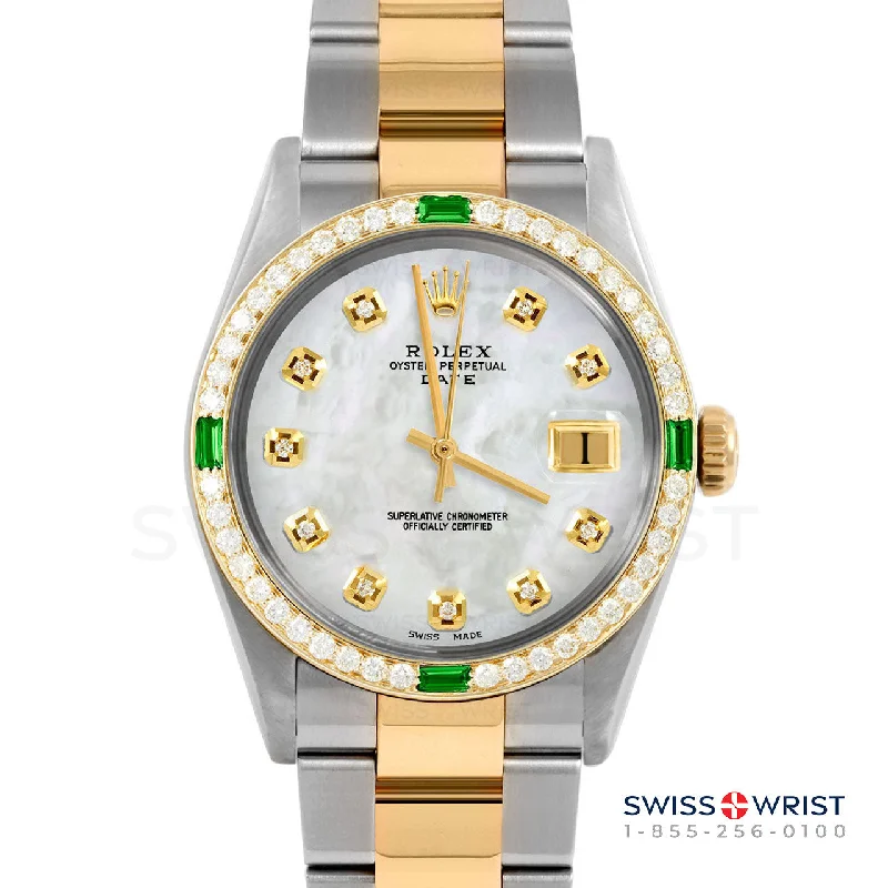 Rolex Date 34mm | 1500-TT-WMOP-DIA-AM-4EMD-OYS