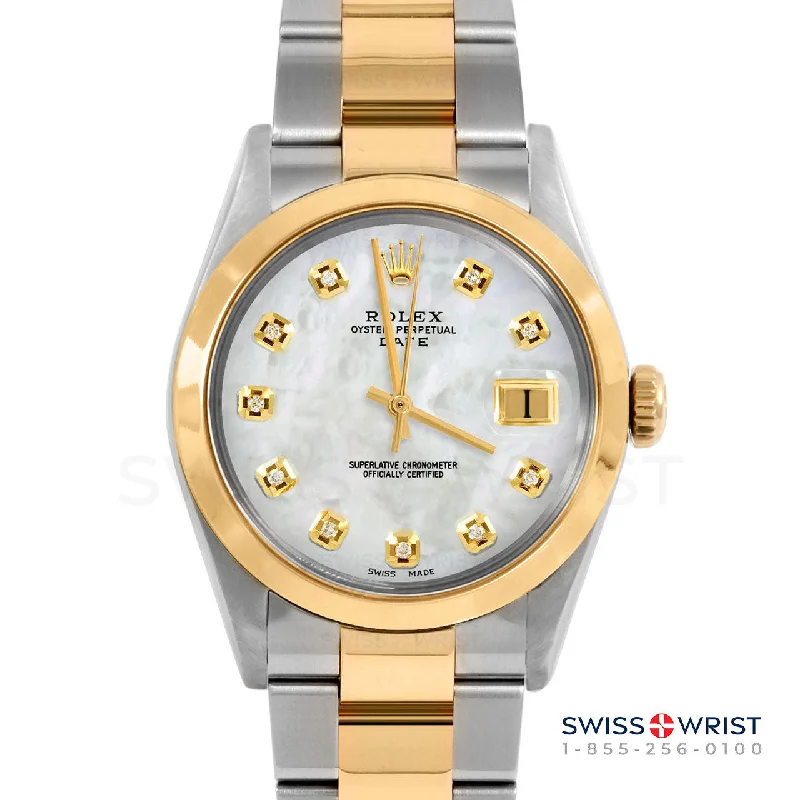 Rolex Date 34mm | 1500-TT-WMOP-DIA-AM-SMT-OYS