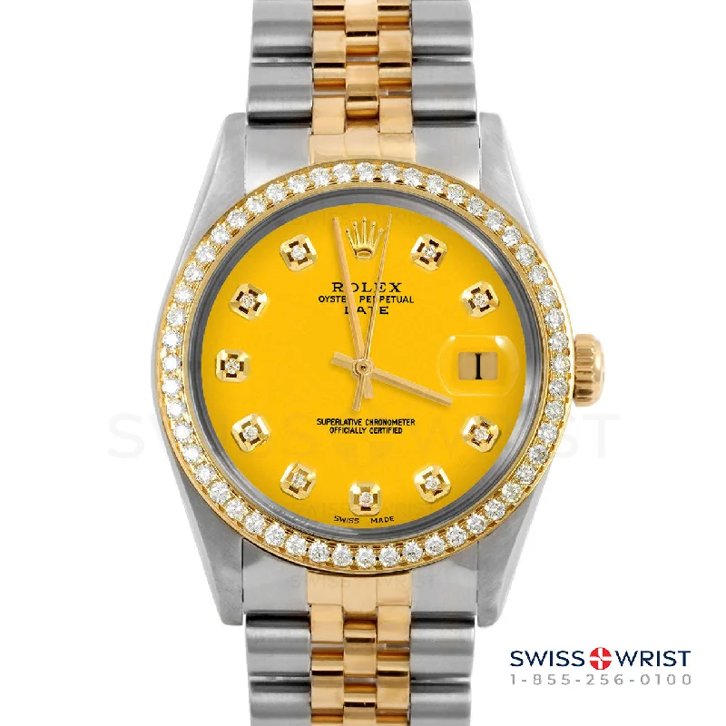 Rolex Date 34mm | 1500-TT-YLW-DIA-AM-BDS-JBL