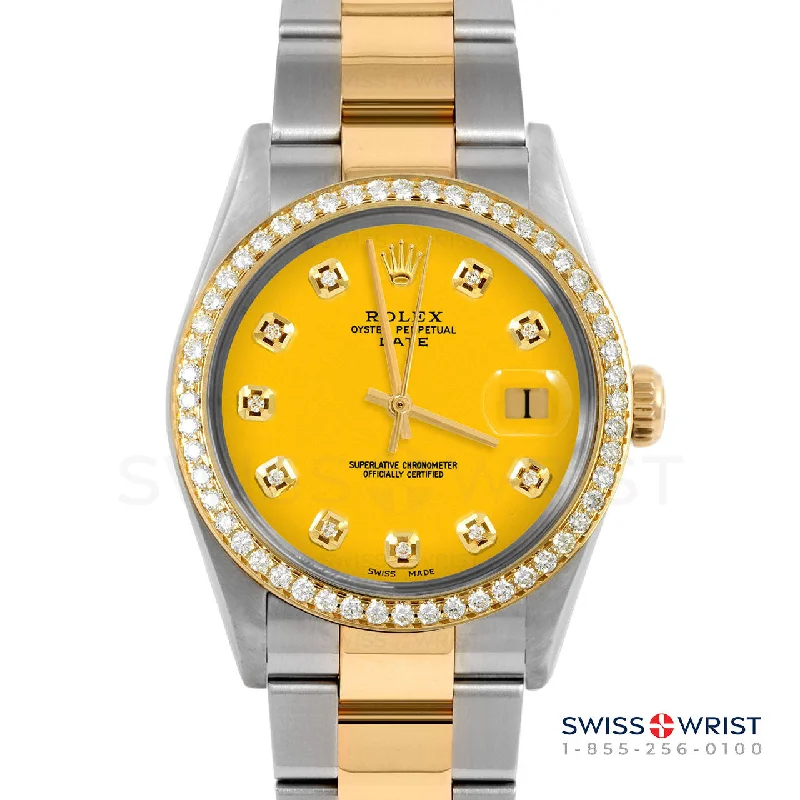 Rolex Date 34mm | 1500-TT-YLW-DIA-AM-BDS-OYS