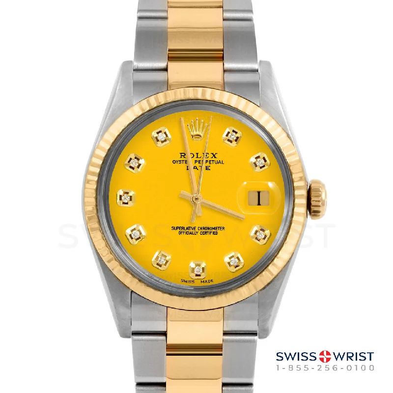 Rolex Date 34mm | 1500-TT-YLW-DIA-AM-FLT-OYS