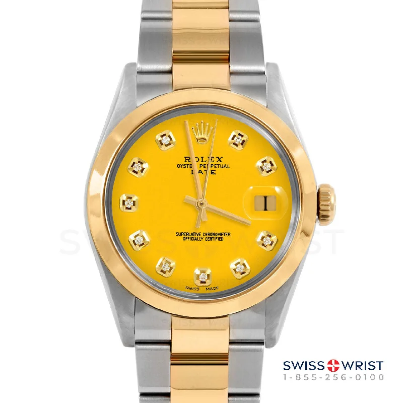 Rolex Date 34mm | 1500-TT-YLW-DIA-AM-SMT-OYS