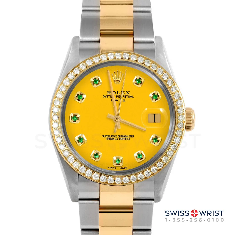 Rolex Date 34mm | 1500-TT-YLW-EMD-AM-BDS-OYS