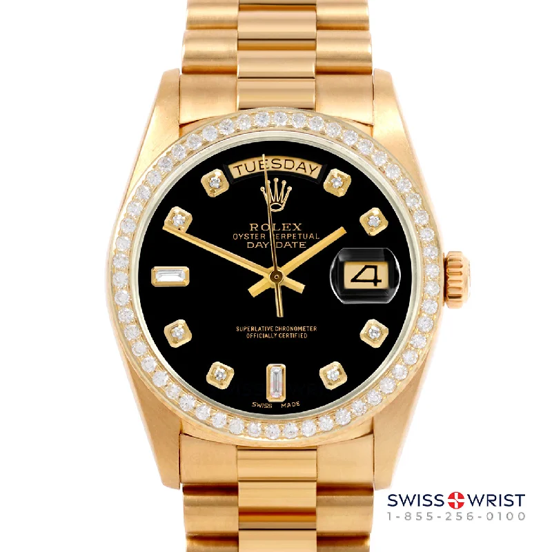 Rolex Day-Date 36mm | 18038-BLK-DIA-AM-BDS-PRS