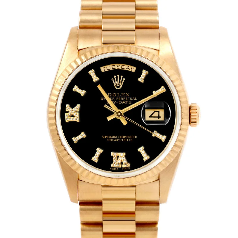 Rolex Day-Date 36mm | 18038-BLK-DR8I-FLT-PRS