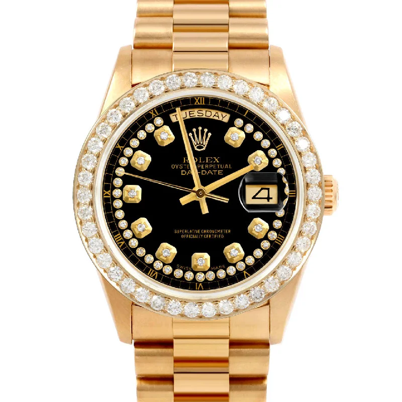 Rolex Day-Date 36mm | 18038-BLK-STRD-25CT-PRS