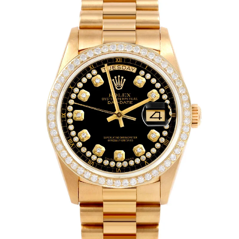 Rolex Day-Date 36mm | 18038-BLK-STRD-BDS-PRS