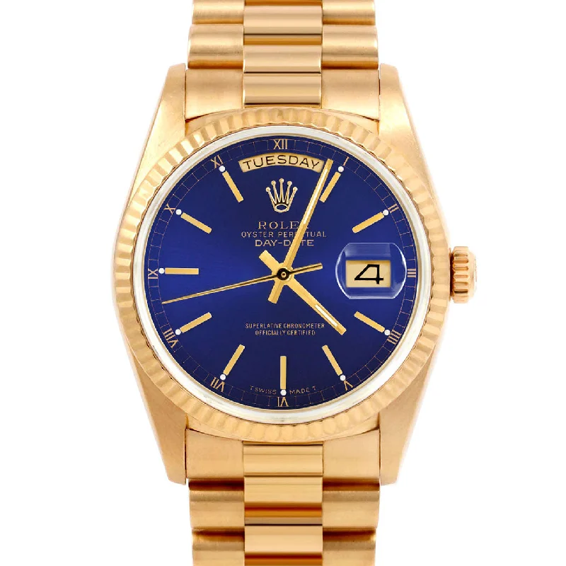 Rolex Day-Date 36mm | 18038-BLU-STK-FLT-PRS