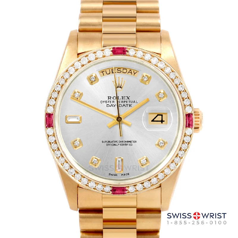 Rolex Day-Date 36mm | 18038-SLV-DIA-AM-4RBY-PRS