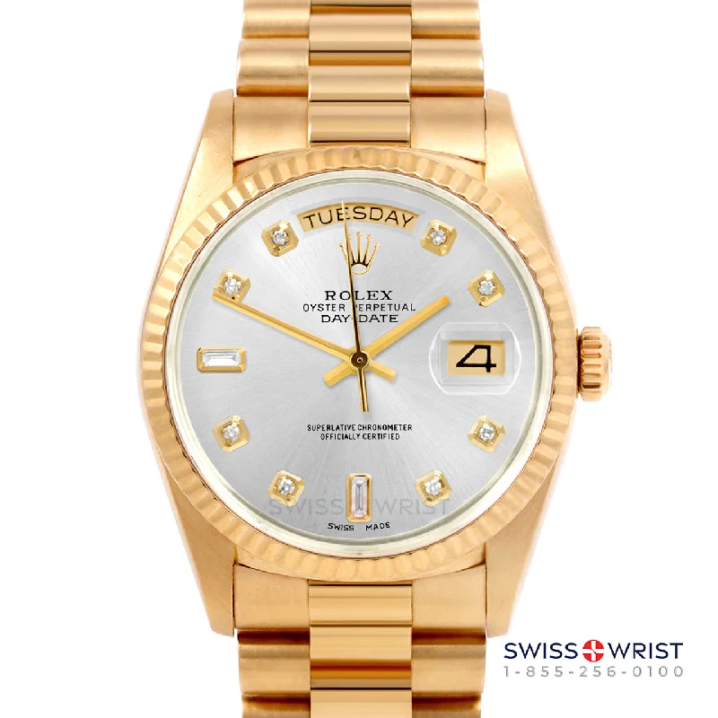 Rolex Day-Date 36mm | 18038-SLV-DIA-AM-FLT-PRS