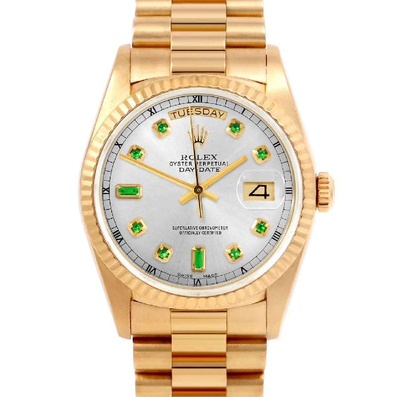 Rolex Day-Date 36mm | 18038-SLV-EMD-AM-FLT-PRS