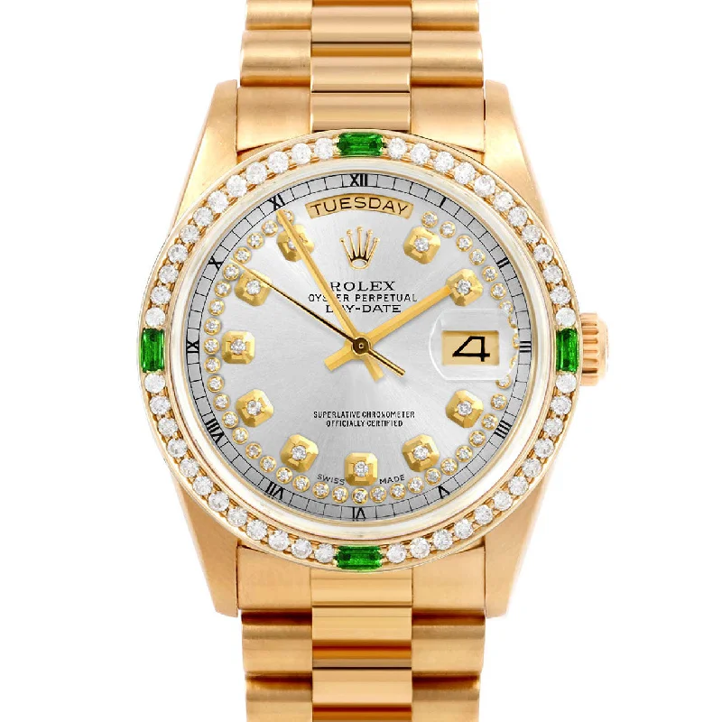 Rolex Day-Date 36mm | 18038-SLV-STRD-4EMD-PRS