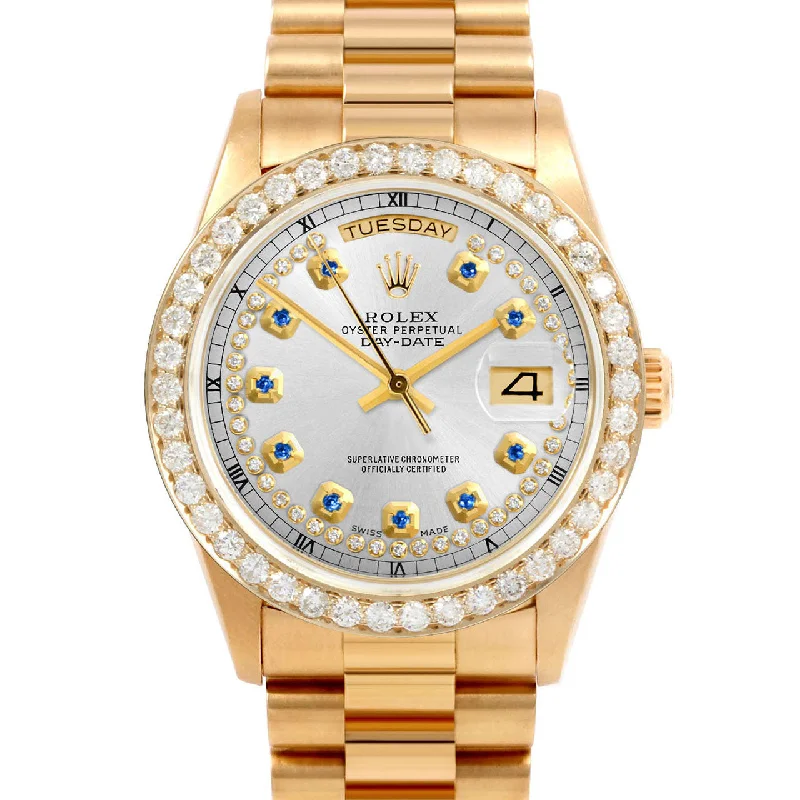 Rolex Day-Date 36mm | 18038-SLV-STRS-25CT-PRS